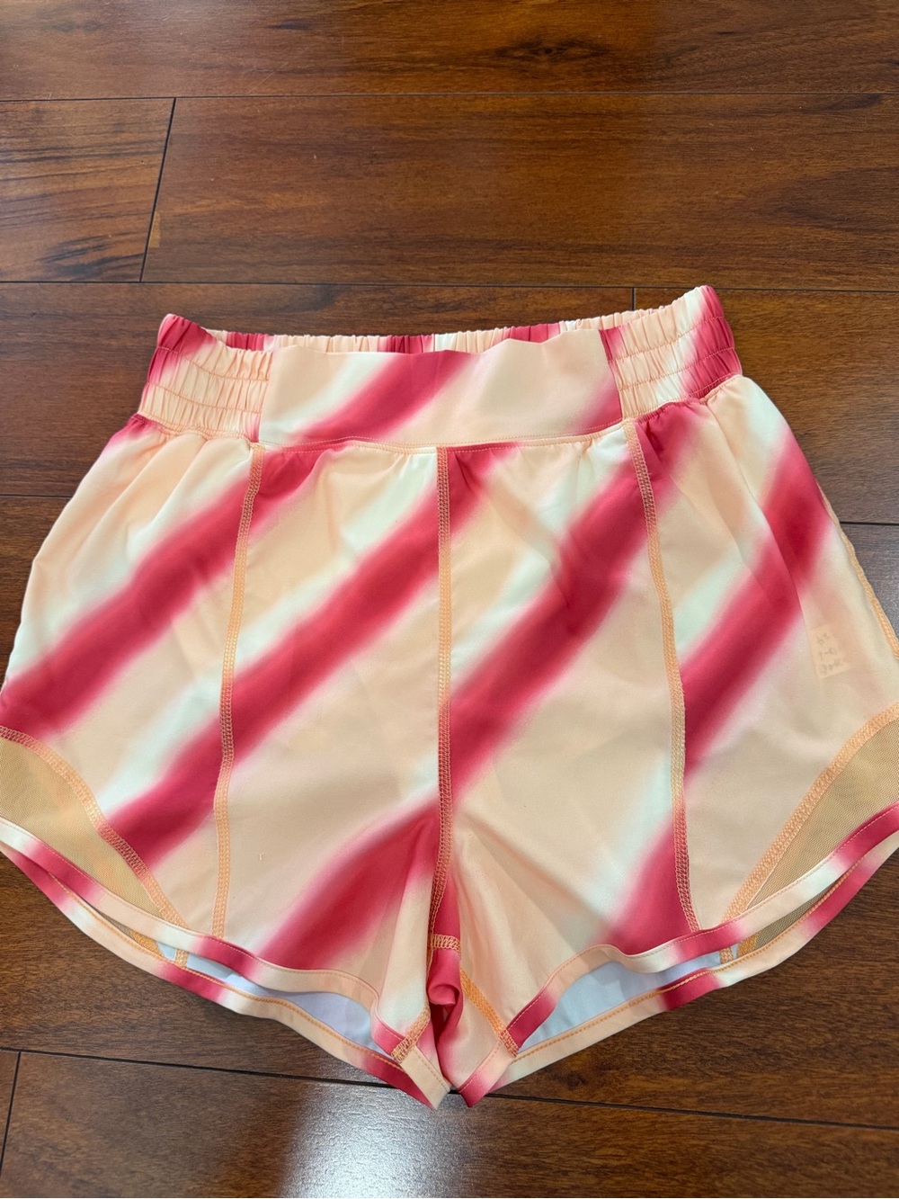 Women’s Peach and Pink Striped Athletic Shorts Size S